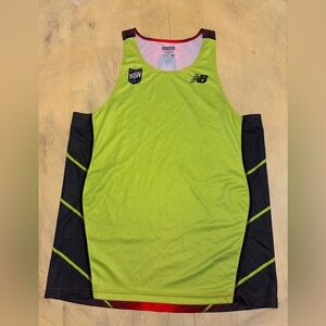 Mens New Balance Double Sided Graphic Neon Red Runners Tank Top Size Large Nice